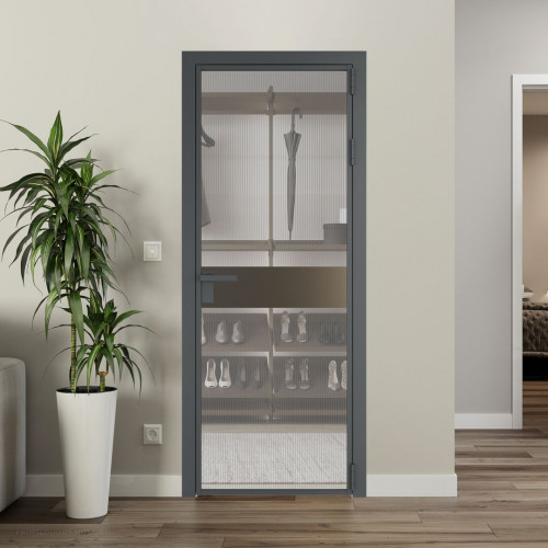 Межкомнатная дверь ProfilDoors 6 AG стекло Мору осветленное цвет профиля Серая ночь вставка Перламутр бронза