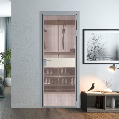 Межкомнатная дверь ProfilDoors 6 AG стекло Мору розовое цвет профиля Серебро вставка Кремовая Магнолия