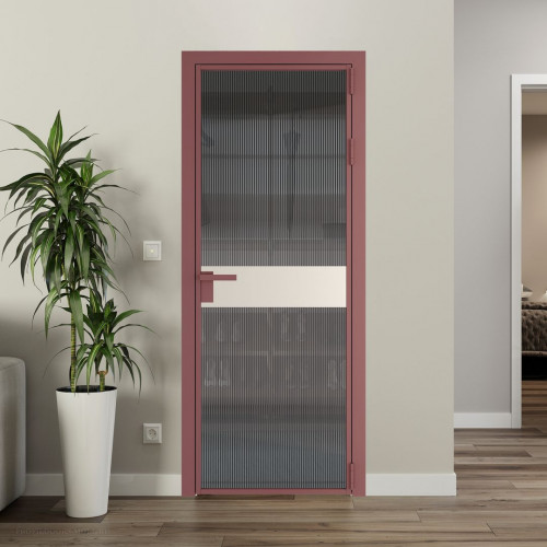 Межкомнатная дверь ProfilDoors 6 AG стекло Мору тонированное цвет профиля Красный антрацит вставка Кремовая Магнолия
