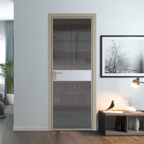 Межкомнатная дверь ProfilDoors 6 AG стекло Мору тонированное цвет профиля Никель матовый вставка Лайт Грей