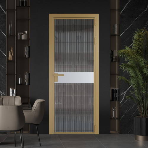 Межкомнатная дверь ProfilDoors 6 AG стекло Мору тонированное цвет профиля Золото вставка Лайт Грей