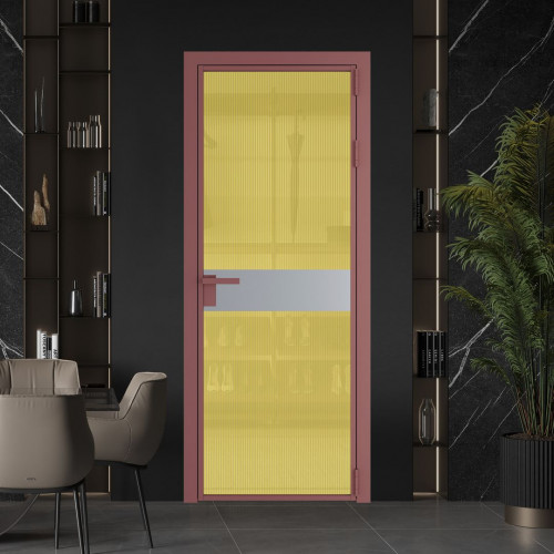 Межкомнатная дверь ProfilDoors 6 AG стекло Мору золото цвет профиля Красный антрацит вставка Смоки