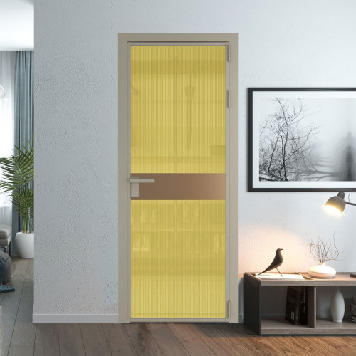 Межкомнатная дверь ProfilDoors 6 AG стекло Мору золото цвет профиля Никель матовый вставка Перламутр золото