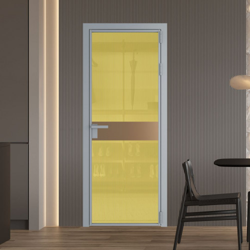Межкомнатная дверь ProfilDoors 6 AG стекло Мору золото цвет профиля Серебро вставка Перламутр золото