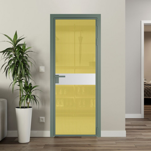 Межкомнатная дверь ProfilDoors 6 AG стекло Мору золото цвет профиля Зеленый воск вставка Крем Вайт
