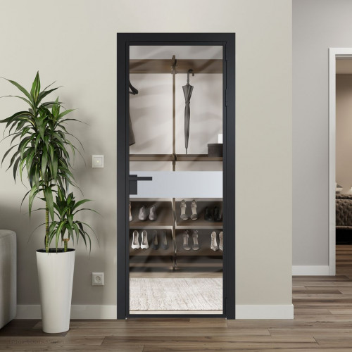 Межкомнатная дверь ProfilDoors 6 AG стекло Прозрачное цвет профиля Черный матовый вставка Лайт Грей