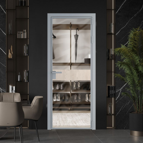Межкомнатная дверь ProfilDoors 6 AG стекло Прозрачное цвет профиля Серебро вставка Каштан светлый