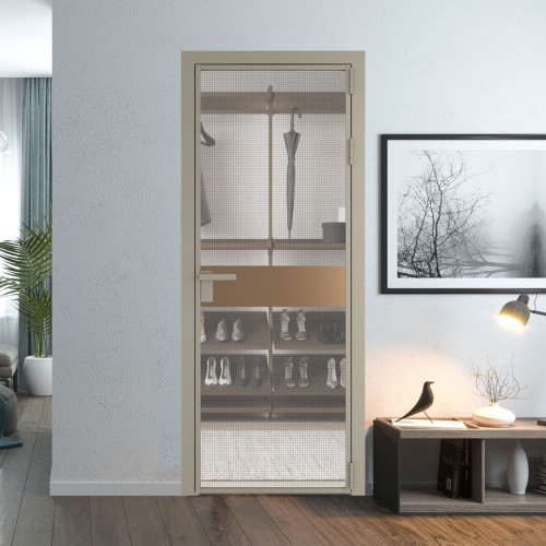 Межкомнатная дверь ProfilDoors 6 AG стекло Рэте цвет профиля Никель матовый вставка Перламутр золото