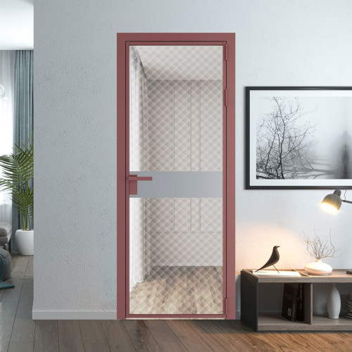 Межкомнатная дверь ProfilDoors 6 AG стекло Ромб белый цвет профиля Красный антрацит вставка Смоки