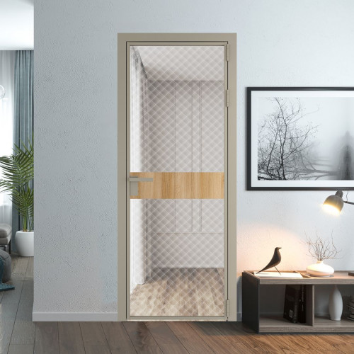Межкомнатная дверь ProfilDoors 6 AG стекло Ромб белый цвет профиля Никель матовый вставка Дуб Карамель