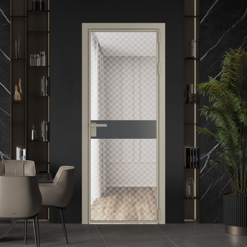 Межкомнатная дверь ProfilDoors 6 AG стекло Ромб белый цвет профиля Никель матовый вставка Графит