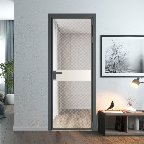 Межкомнатная дверь ProfilDoors 6 AG стекло Ромб белый цвет профиля Серая ночь вставка Перламутр белый