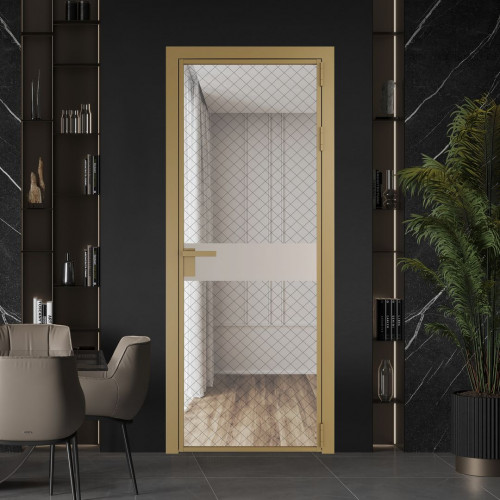 Межкомнатная дверь ProfilDoors 6 AG стекло Ромб черный цвет профиля Золото вставка Сэнд