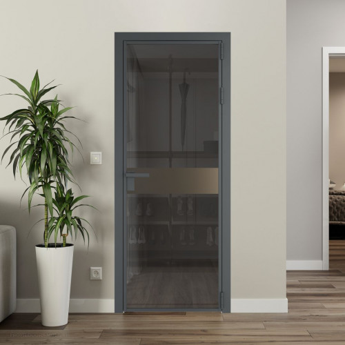 Межкомнатная дверь ProfilDoors 6 AG стекло Тонированное цвет профиля Серая ночь вставка Перламутр бронза