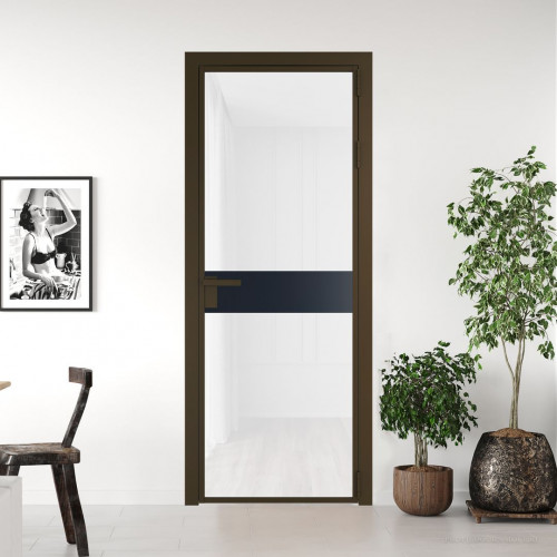 Межкомнатная дверь ProfilDoors 6 AG стекло Триплекс белый цвет профиля Деорэ вставка Нэви Блу