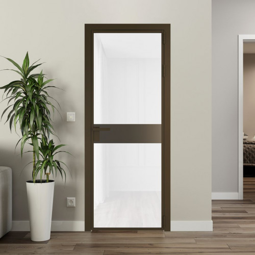Межкомнатная дверь ProfilDoors 6 AG стекло Триплекс белый цвет профиля Деорэ вставка Перламутр бронза