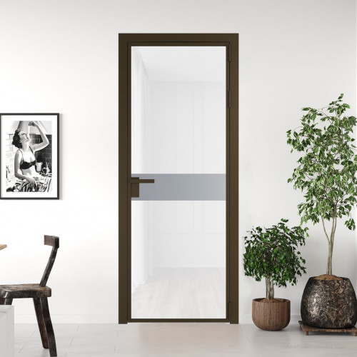 Межкомнатная дверь ProfilDoors 6 AG стекло Триплекс белый цвет профиля Деорэ вставка Смоки
