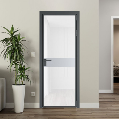Межкомнатная дверь ProfilDoors 6 AG стекло Триплекс белый цвет профиля Серая ночь вставка Лайт Грей
