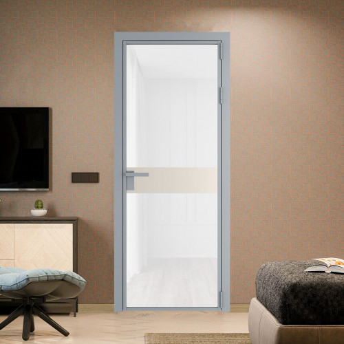 Межкомнатная дверь ProfilDoors 6 AG стекло Триплекс белый цвет профиля Серебро вставка Кремовая Магнолия