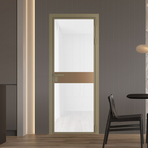 Межкомнатная дверь ProfilDoors 6 AG стекло Триплекс белый цвет профиля Шампань вставка Перламутр золото