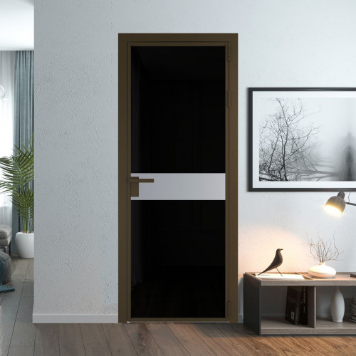 Межкомнатная дверь ProfilDoors 6 AG стекло Триплекс черный цвет профиля Деорэ вставка Смоки