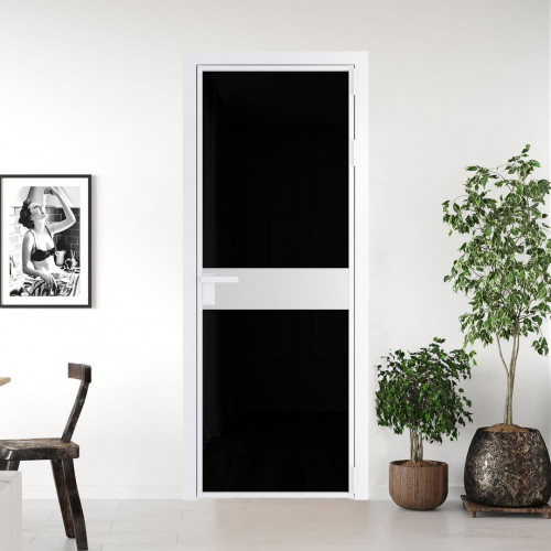 Межкомнатная дверь ProfilDoors 6 AG стекло Триплекс черный цвет профиля Вайт вставка Крем Вайт