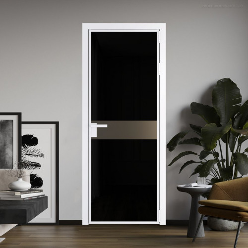 Межкомнатная дверь ProfilDoors 6 AG стекло Триплекс черный цвет профиля Вайт вставка Перламутр бронза
