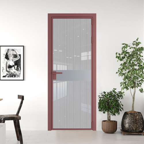Межкомнатная дверь ProfilDoors 6 AG стекло Узор Страйп цвет профиля Красный антрацит вставка Смоки