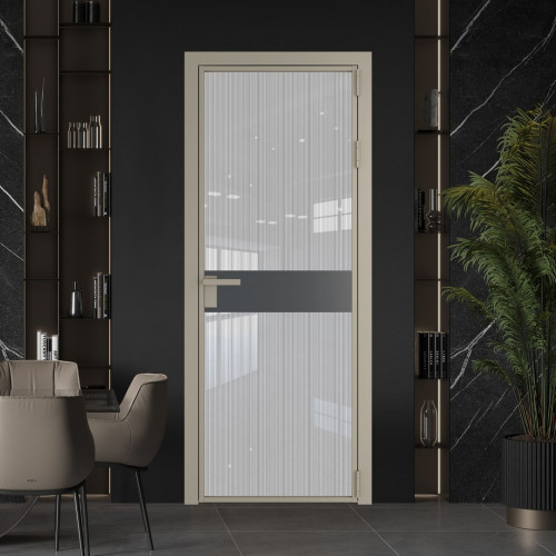 Межкомнатная дверь ProfilDoors 6 AG стекло Узор Страйп цвет профиля Никель матовый вставка Графит