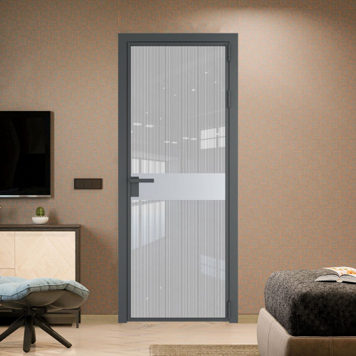 Межкомнатная дверь ProfilDoors 6 AG стекло Узор Страйп цвет профиля Серая ночь вставка Лайт Грей