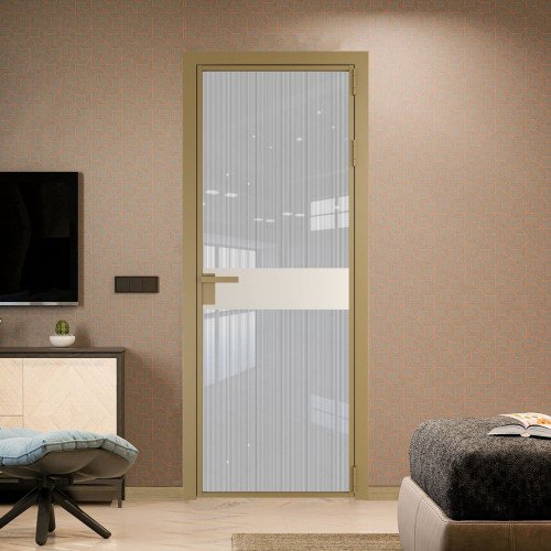 Межкомнатная дверь ProfilDoors 6 AG стекло Узор Страйп цвет профиля Золото вставка Кремовая Магнолия