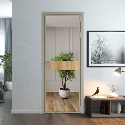 Межкомнатная дверь ProfilDoors 6 AG стекло Зеркало цвет профиля Никель матовый вставка Дуб Карамель