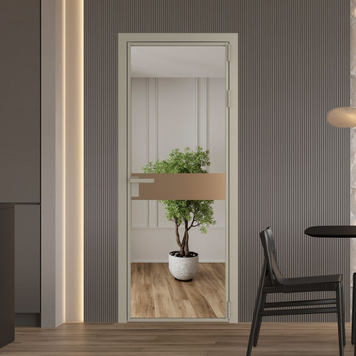 Межкомнатная дверь ProfilDoors 6 AG стекло Зеркало цвет профиля Никель матовый вставка Перламутр золото