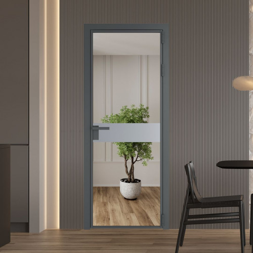 Межкомнатная дверь ProfilDoors 6 AG стекло Зеркало цвет профиля Серая ночь вставка Смоки