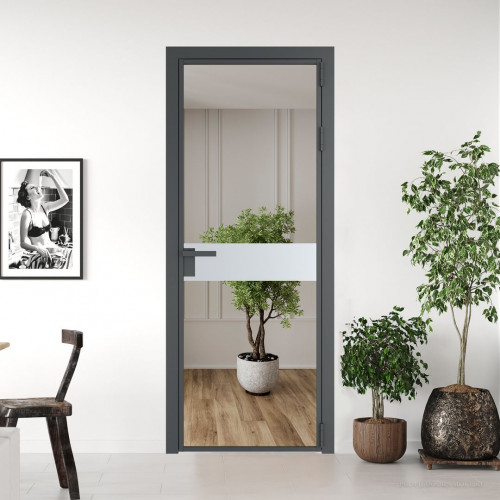Межкомнатная дверь ProfilDoors 6 AG стекло Зеркало цвет профиля Серая ночь вставка Вайт
