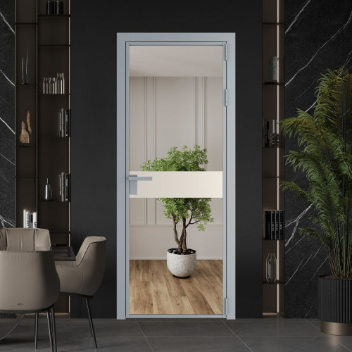 Межкомнатная дверь ProfilDoors 6 AG стекло Зеркало цвет профиля Серебро вставка Кремовая Магнолия