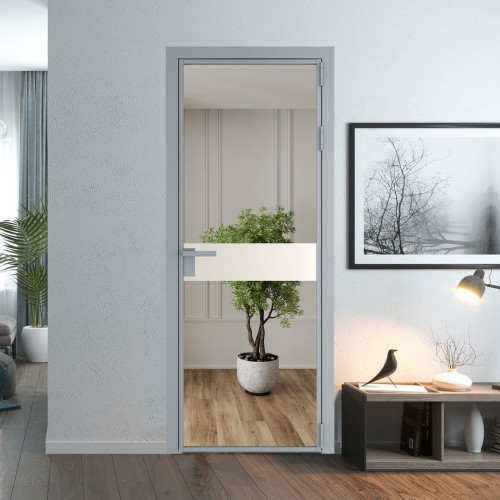 Межкомнатная дверь ProfilDoors 6 AG стекло Зеркало цвет профиля Серебро вставка Перламутр белый