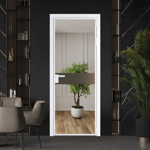 Межкомнатная дверь ProfilDoors 6 AG стекло Зеркало цвет профиля Вайт вставка Перламутр бронза