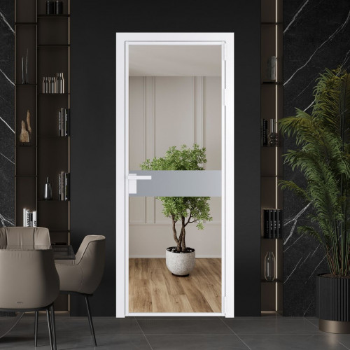Межкомнатная дверь ProfilDoors 6 AG стекло Зеркало цвет профиля Вайт вставка Смоки