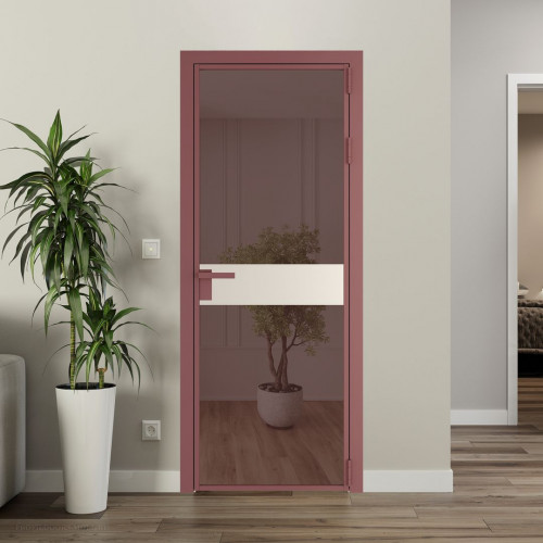Межкомнатная дверь ProfilDoors 6 AG стекло Золотистая бронза цвет профиля Красный антрацит вставка Кремовая Магнолия