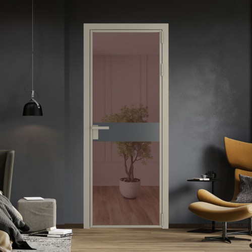Межкомнатная дверь ProfilDoors 6 AG стекло Золотистая бронза цвет профиля Никель матовый вставка Графит