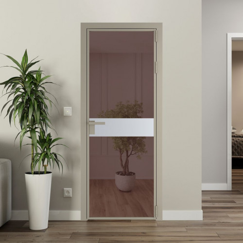 Межкомнатная дверь ProfilDoors 6 AG стекло Золотистая бронза цвет профиля Никель матовый вставка Лайт Грей