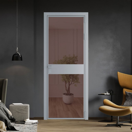 Межкомнатная дверь ProfilDoors 6 AG стекло Золотистая бронза цвет профиля Серебро вставка Смоки
