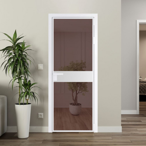Межкомнатная дверь ProfilDoors 6 AG стекло Золотистая бронза цвет профиля Вайт вставка Крем Вайт