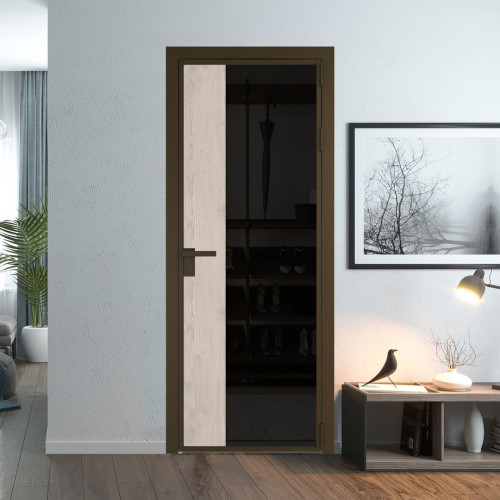 Межкомнатная дверь ProfilDoors 7 AG стекло Черное тонированное цвет профиля Деорэ вставка Каштан светлый