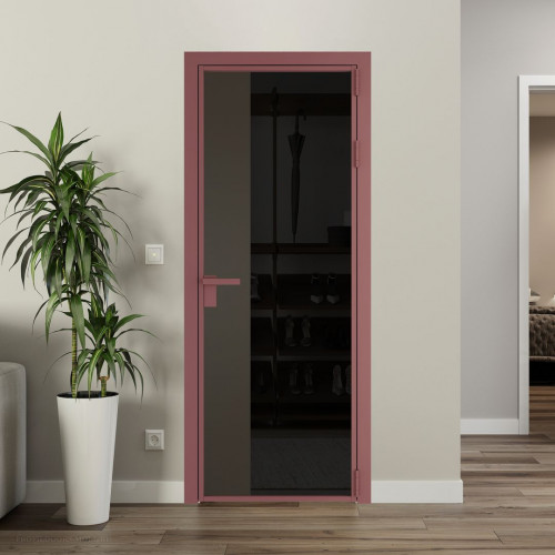 Межкомнатная дверь ProfilDoors 7 AG стекло Черное тонированное цвет профиля Красный антрацит вставка Перламутр бронза