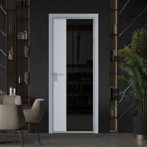 Межкомнатная дверь ProfilDoors 7 AG стекло Черное тонированное цвет профиля Серебро вставка Лайт Грей