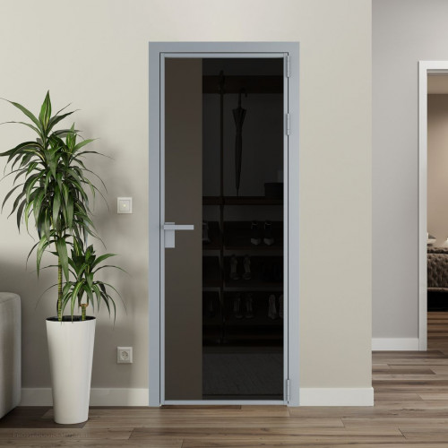 Межкомнатная дверь ProfilDoors 7 AG стекло Черное тонированное цвет профиля Серебро вставка Перламутр бронза
