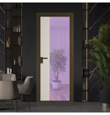 Межкомнатная дверь ProfilDoors 7 AG стекло Фиолетовое шпион цвет профиля Деорэ вставка Кремовая Магнолия