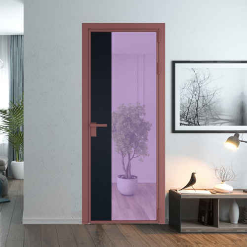 Межкомнатная дверь ProfilDoors 7 AG стекло Фиолетовое шпион цвет профиля Красный антрацит вставка Нэви Блу